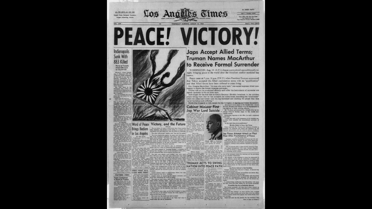 【歴史資料】終戦記念日 8/14/1945 Oakland Tribune 号外 I029. WWII HOME FRONT AUGUST 14, 1945 