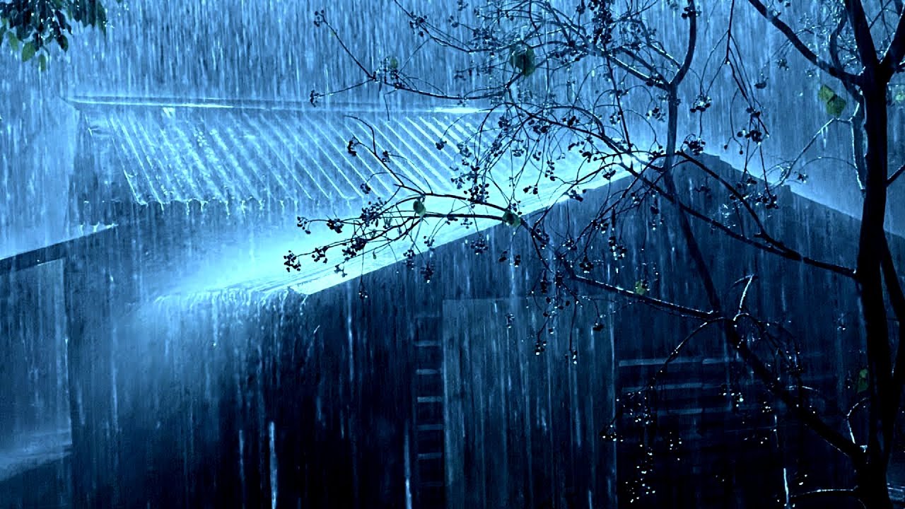 Goodbye Insomnia With Heavy RAIN Sound | Rain Sounds On Old Roof In ...