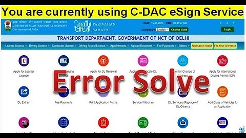 You are currently using C-DAC eSign Service and have been redirected from || esign server error