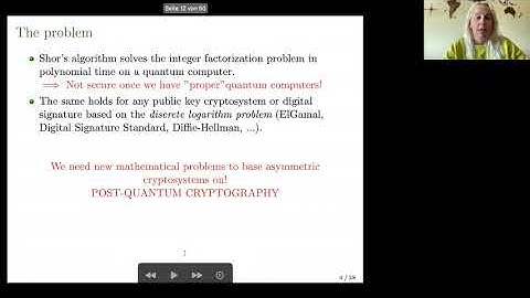 Code-Based Cryptography - an Overview : Prof. Anna-Lena Horlemann