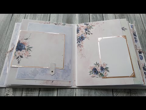 Interactive Wedding Album | Large Scrapbook Album | Rose Gold, Pink x Navy Blue | 8X10 Inches Album