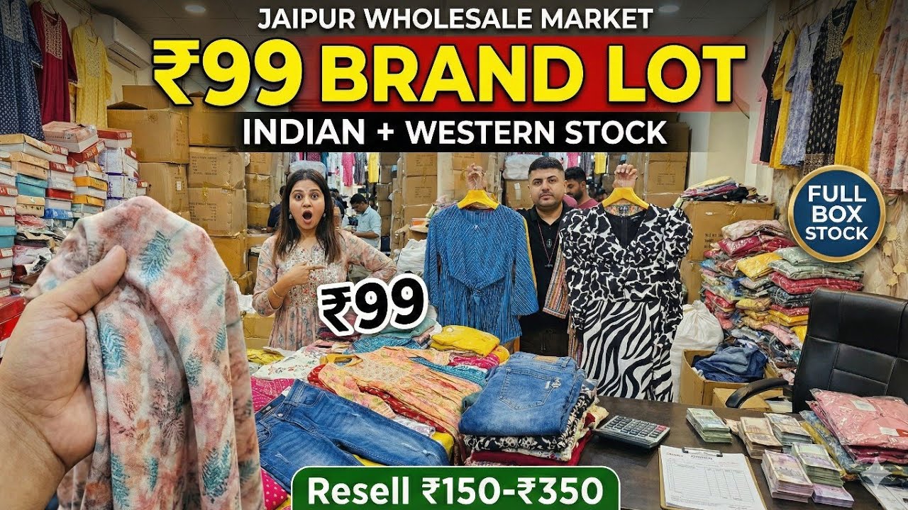 Jaipur Wholesale ₹99 Brand Lot 😱 Kurtis, Dresses, Jeans | Summer Stock Lot