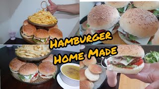 هامبورجر منزلي من يد شاف احسن من ماكدونالد/hamburger/طريقة طهي لفريت /شوربة بالكرعة الحمراء والخضراء