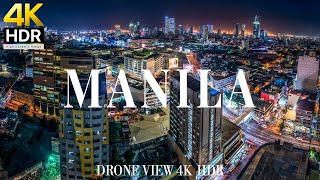 Manila 4K drone view 🇵🇭 Flying Over Manila | Relaxation film with calming music - 4k HDR