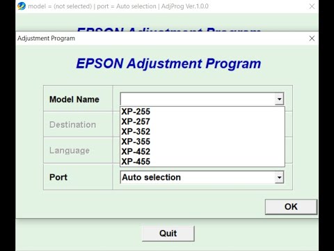 video Epson XP255 XP257 XP352 XP355 XP452 XP455 Resetter