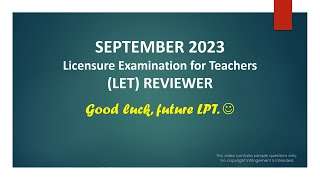 LET SEPTEMBER 2023 Prof-Ed Drills Part 1 of 2 New TOS
