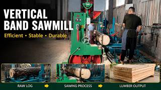 🌲 Vertical Band Sawmill Machine in Action | Efficient Log to Lumber Processing