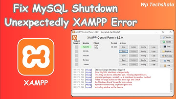MySQL Shutdown Unexpectedly XAMPP Error Fixed in 5 Minutes | Step-by-Step Guide for LocalHost