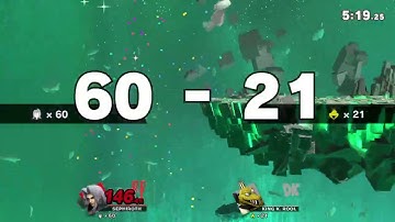 Smash Ultimate - Sephiroth vs Level 9 CPU King K. Rool 60 Stock Battle - No Deaths