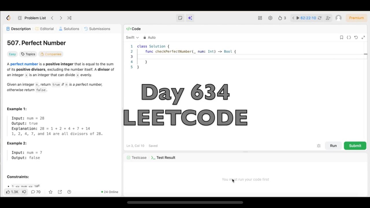 Leetcode Easy Problems Number Day 634: LeetCode Problem 507. Perfect Number - Swift - YouTube