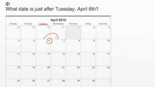 AdaptedMind Math - Reading a Calendar, Part 2 - Question #2