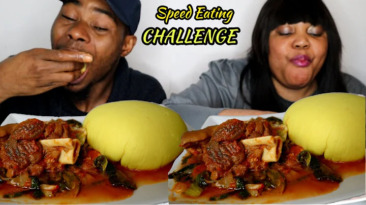 FUFU AND EFO RIRO SOUP With Goatmeat Speed Eating Challenge (NIGERIAN AFRICAN FOOD MUKBANG)