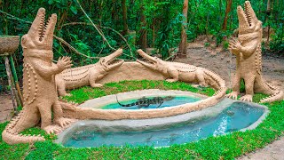 Build The Most Amazing Aquarium Fish Pond Around Building Crocodile Pond Shelter