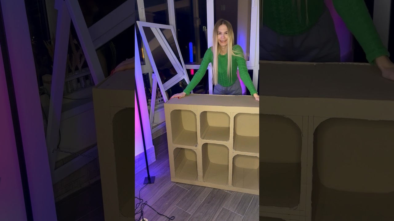 DIY cardboard shelf #shorts #diy #processvideo #homedecor #crafts #papermache #tutorial #furniture