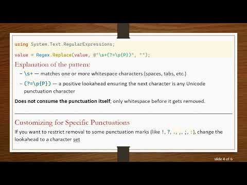 Remove Spaces Before Punctuation Using Regex in C#