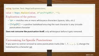 Remove Spaces Before Punctuation Using Regex in C#