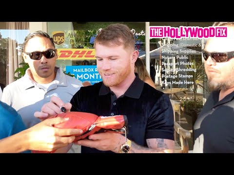 Boxer Canelo Alvarez Is Swarmed By Fans While Leaving Lunch At Shu Sushi House In Los Angeles, CA