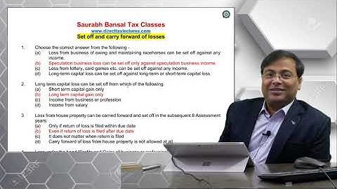 Set off & carry forward of losses.... MCQs. Direct Taxation