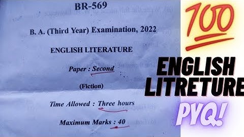 English literature second paper 3rd year b.a Vikram University Ujjain 2022 final year