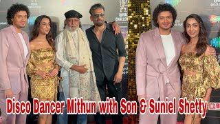 Mithun Chakraborty with Son Namashi & Amrin & Suniel Shetty at Disco Dancer The Musical Event