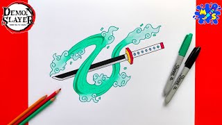 Sword Drawing || Demon Slayer Giyu Tomioka Sword Drawing Step by step
