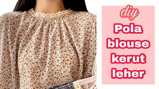 pola blouse leher kerut