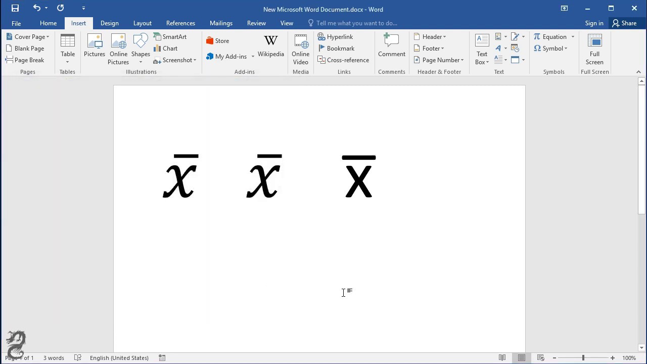 How to write X-bar in Word: How to create x-bar in Microsoft Word