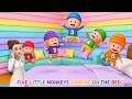 5 Little Monkeys Jumping on the Bed 🐵Sound Variations & Colorful Remix | Fun Kids Video #part12