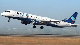 Several Airplanes Taxiing and Taking Off at Brasilia Airport