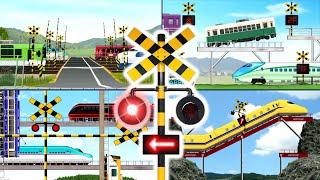 踏切カンカン総集編 #4　～電車と新幹線の交通整理編～ / Train &amp; Railroad Crossing All Anime #4 - Traffic Control -