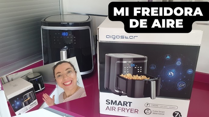 Aigostar Cube Smart - Freidora de aire inteligente sin aceite, 1900W, 7L.  Modo manual, pantalla LED táctil, 7 funciones preestablecidas + mantener  caliente y modo manual. Conexión Wifi. Libre de BPA