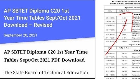 AP SBTET Diploma C20 1st year time table released 2021/ap sbtet diploma 1st year c20 time table in /