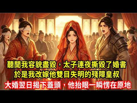 聽聞我容貌盡毀，太子連夜撕毀了婚書，於是我改嫁他雙目失明的殘障皇叔，大婚翌日揭下蓋頭，他抬眼一瞬愣在原地#生活經驗#情感故事#養老#睡前故事