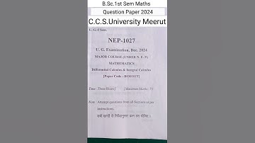 B.Sc.1st sem Question Paper of maths 2024 C.c.s.university Meerut #ccsumeerut # bsc_maths