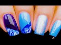 Fluid Nail Art Tutorial for Sea Blue Nail manicure using Chrome powder