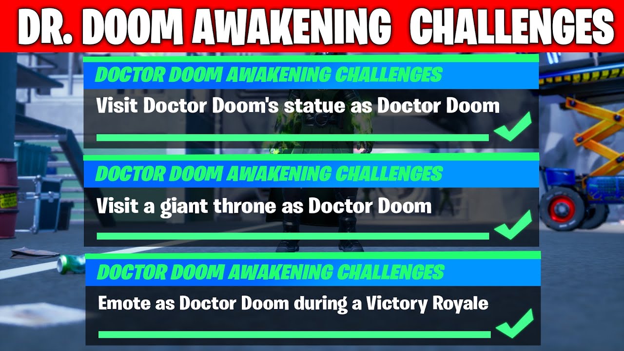Featured image of post Doctor Doom Awakening Challenges Giant Throne Fortnite season 4 features awakening challenges that unlock unique cosmetics for each skin