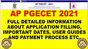 AP PGECET 2021 | Full Information about application filling, payment and important dates etc
