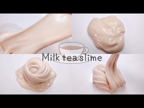 【ASMR】ミルクティ☕️スライムを作ってみた【音フェチ Slime 슬라임】