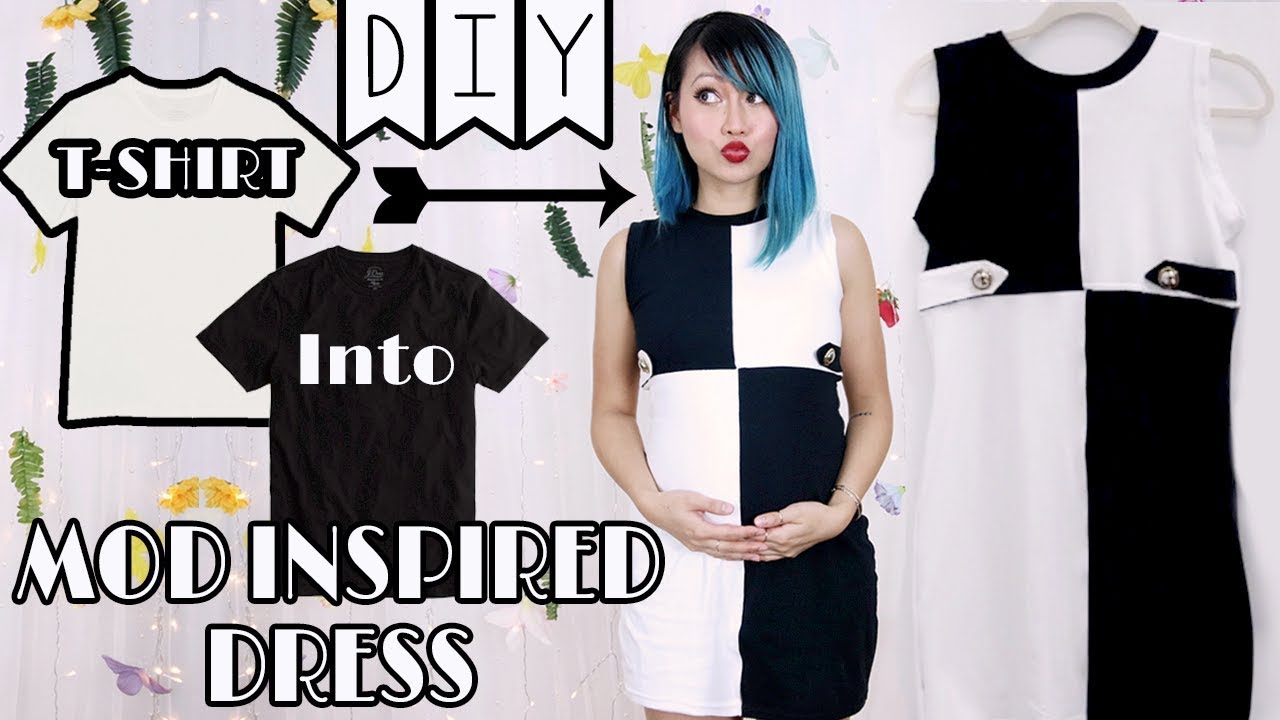 T-Shirt Transformation: 60's Inspired Mod Color Blocked Dress - YouTube