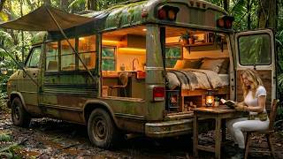 She Found an Abandoned Bus in the Forest… What She Built Inside Is Unreal (ASMR)