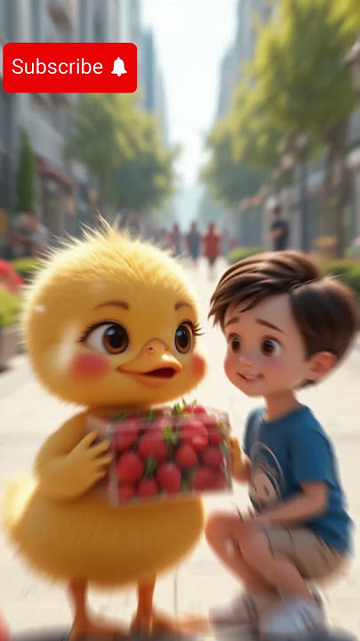 Cute Duck Comforts Boy with Strawberries #funny #short #top #video #trend #duck #viral