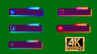 Free 4K green screen social media lower third | youtube ,instagram, facebook, twitter & Tiktok (4)