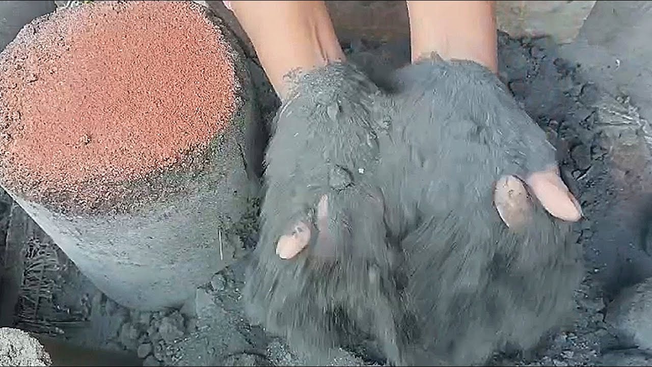 Huge Shape Series #3😊Soft Pure Charcoal Cement Crumbling🤤Yummy Dust Play🌪️#oddlysatisfying #trending