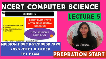 Lect - 5 NCERT COMPUTER SCIENCE /SQLCOMMAND //HSSC PGT/ DSSSB/KVS /NVS/APS/HTET/STET EXAM/NS CLASSES