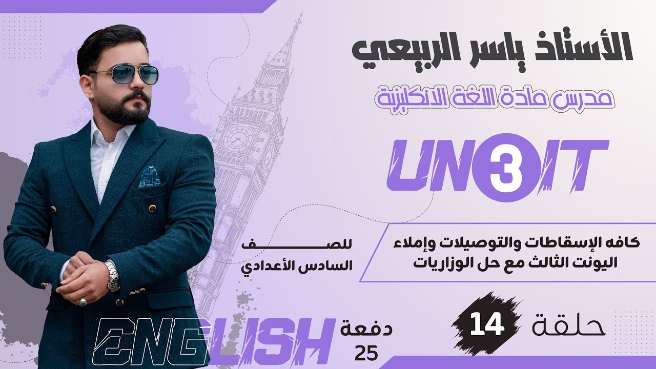 اللغة الانكليزية للصف السادس الاعدادي 2025 || المحاضره 14 || اليونت الثالث|| اسقاطات و توصيل و املاء