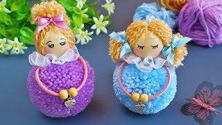 👸💕 Handmade thread Doll 💃 How to make Pom Pom Doll