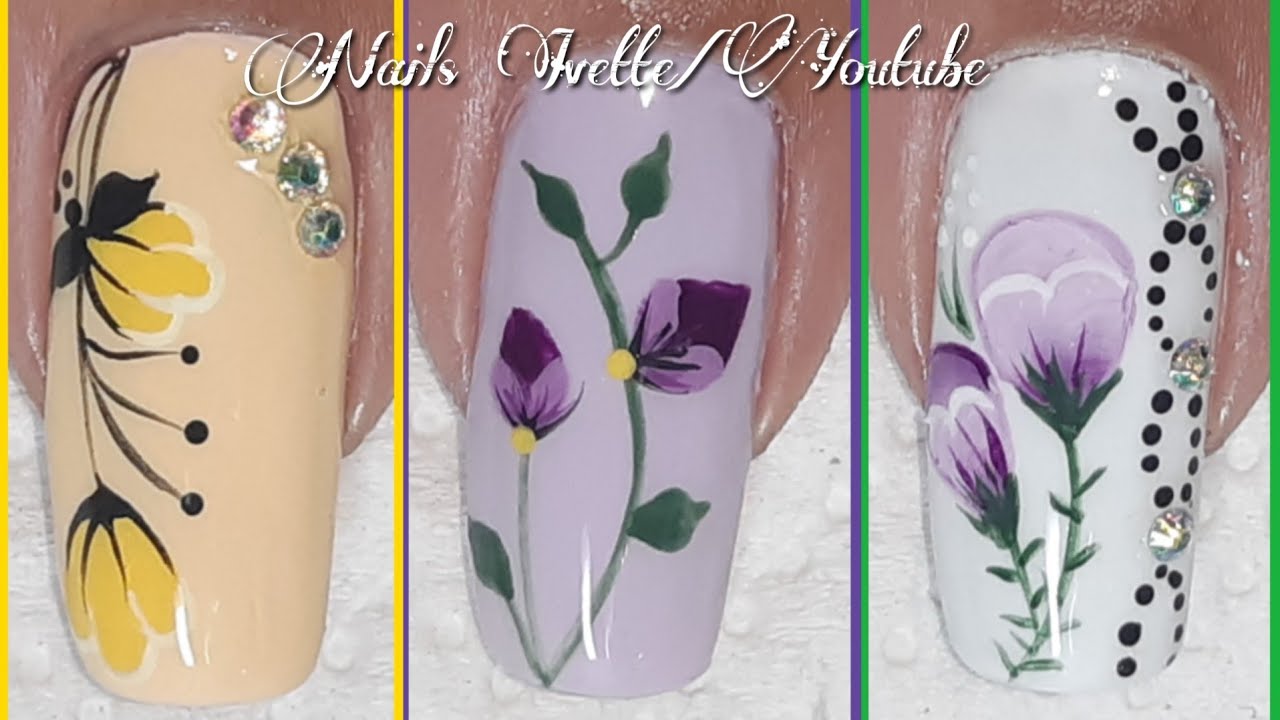 3 diseños de uñas tulipanes/decoración de uñas flores tulipanes - YouTube