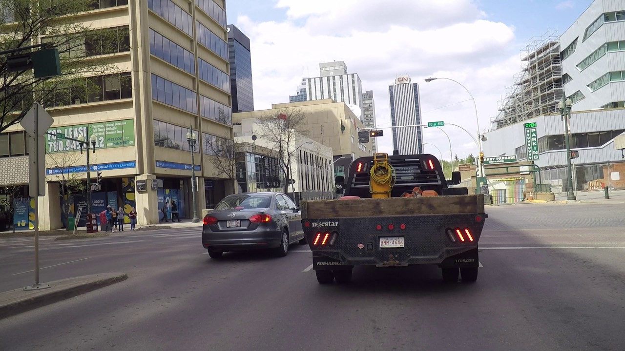 Downtown Edmonton Alberta Canada. Life in the City Centre. Driving Tour