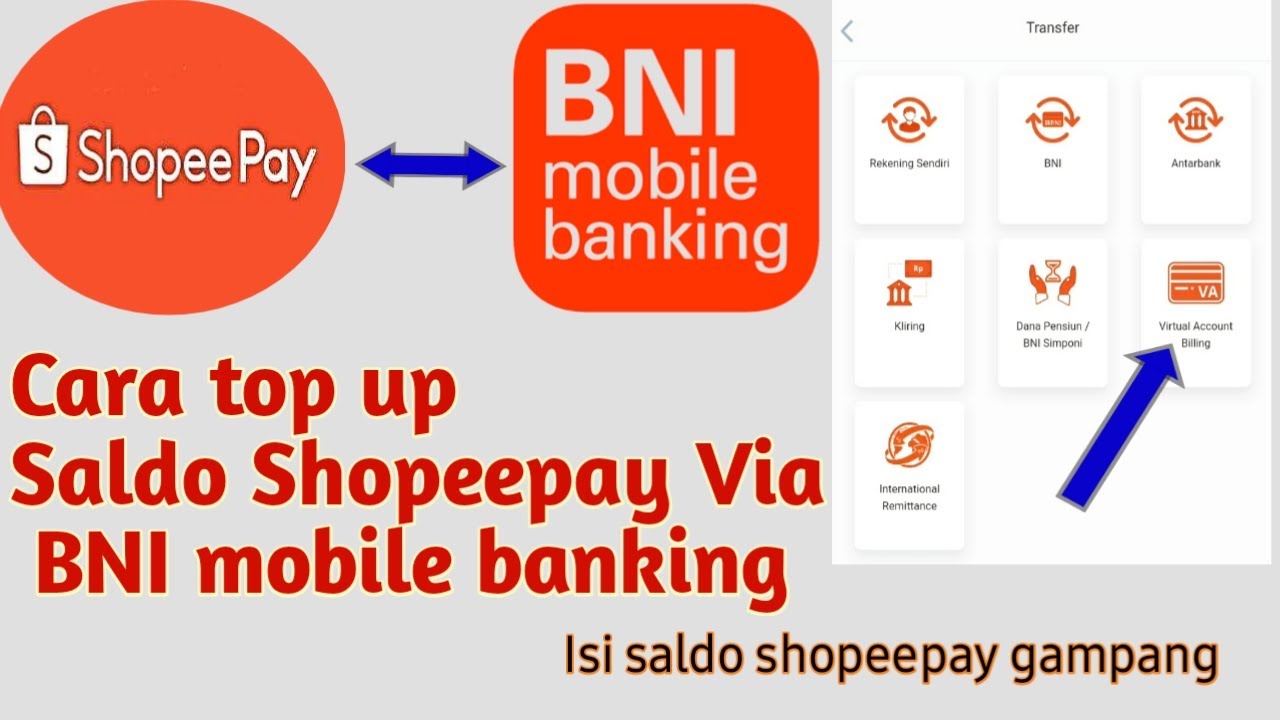 Cara top up saldo Shopeepay via BNI Mobile Banking 