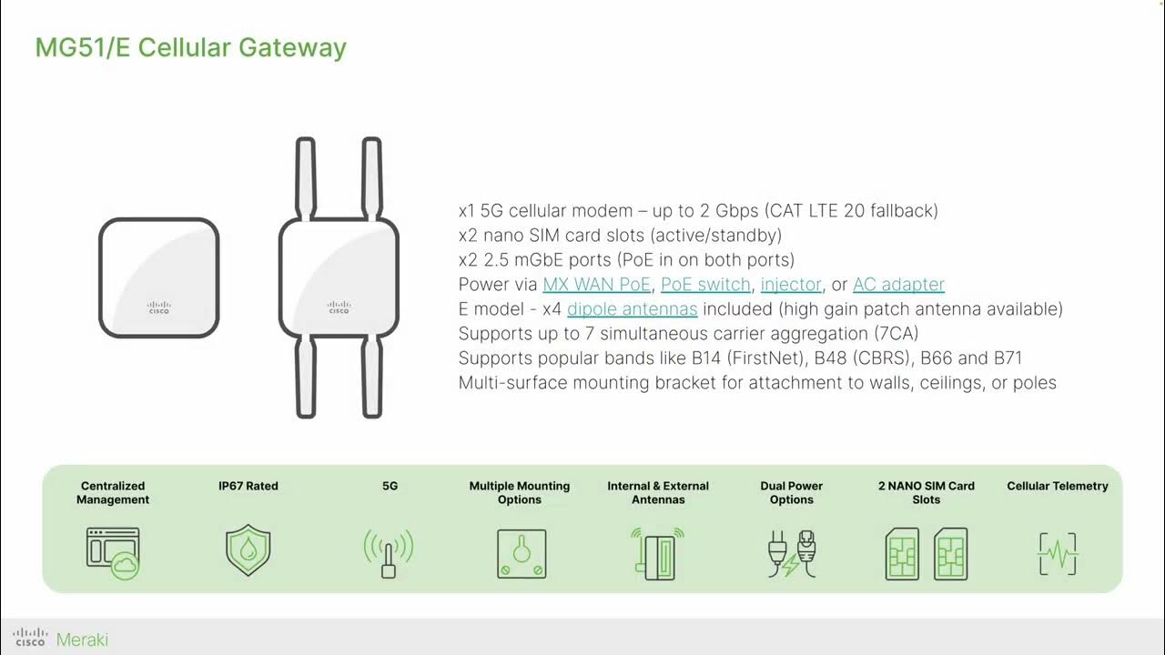 Meraki MG Cellular Gateways Models, features, and deployment designs